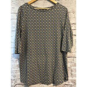 J Jill Women's 3/4 Sleeve Medallion‎ Tunic Print Size M